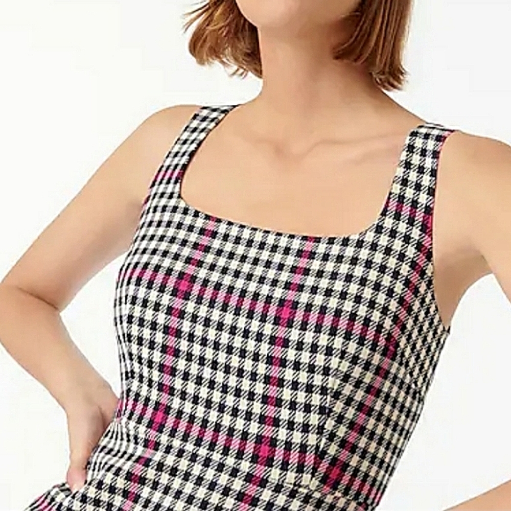 J.Crew Scoopneck Flare Dress - Herringbone  Twill - Picture 2 of 8